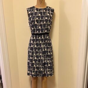 Banana Republic Black & White Geometric Midi Dress